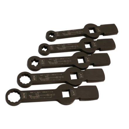 LAS-7160 | Féknyeregkulcs készlet -TEHER- üthető 5 db-os E18-E20-E24 + M24-M26 3/4"