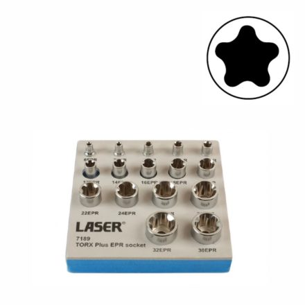 LAS-7189 | Dugókulcs - crowafej készlet 1/4"-3/8"-1/2" Torx Plus® EPR6-EPR32 -Ötágú