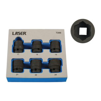   LAS-7200 | Csavarkiszedő készlet - sérült fejű csavarokhoz  6 db-os 17-24 mm 1/2"