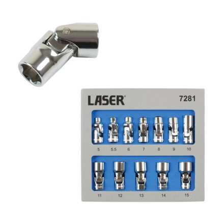 LAS-7281 | Kardáncsuklós dugókulcs készlet 1/4" 5-15 mm 12 db-os készlet