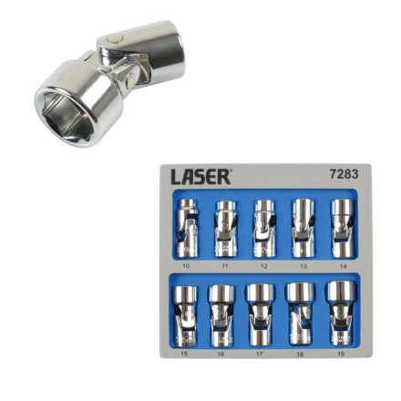 LAS-7283 | Kardáncsuklós dugókulcs készlet 3/8" 10-19 mm 10 részes készlet