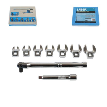 LAS-7294 | Villáskulcs adapter készlet nyitott 1/4" 9 db-os 7-14 mm "Crowfoot" készlet