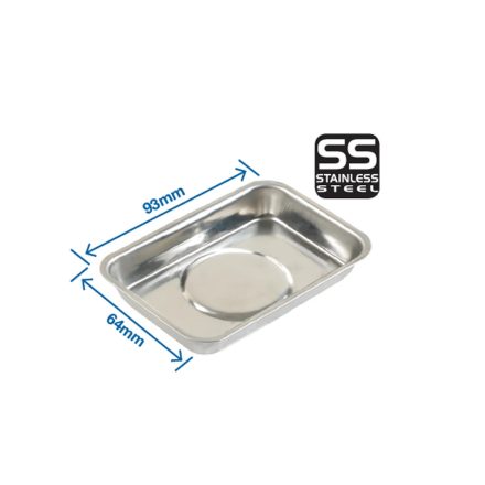 LAS-7361 | Mágneses tálca téglalap - mini, lapos - 93 x 64 x 14 mm - INOX