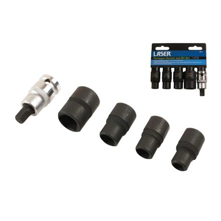 LAS-7811 | Fékjavító dugókulcs készlet 5 lapú - ötszögű 1/2" 5 db-os - Laser Tools