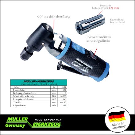 MLR-297 005 | Levegős csiszológép - derékszögű -Grinder- 0,75 Hp - MÜLLER