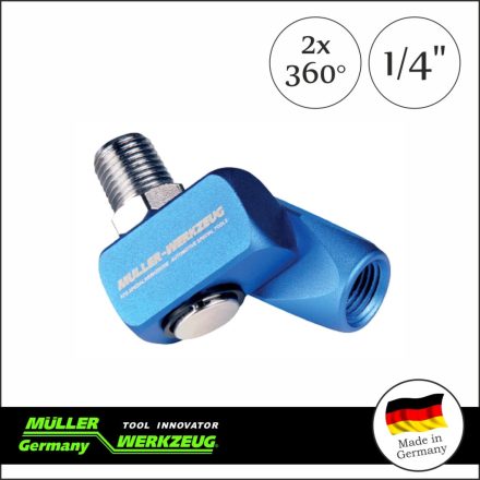 MLR-400 035 | Levegő csatlakozó adapter-forgós, 2x360 Fok 1/4"- MÜLLER