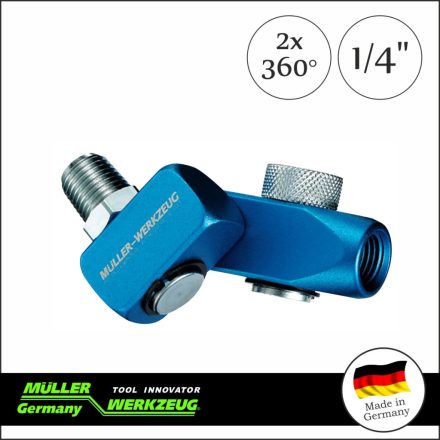 MLR-400 036 | Levegő csatlakozó adapter-forgós, szabályzós 2x360-fok 1/4" -MÜLLER