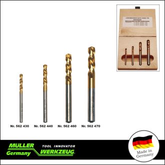   MLR-562 400 | Csigafúró készlet - BALOS - HSS-E kobaltos Titán bev. 4 db 3-4-6-7 mm