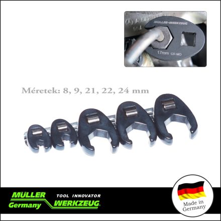 MLR-571 050 | Villáskulcs adapter készlet nyitott 3/8"  5 db: 8-24 mm "Crowfoot"