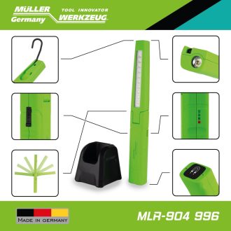   MLR-904 996 | Szerelőlámpa LED 10+1 LED profi, 600 Lumen, akkus+aszt.dokkoló