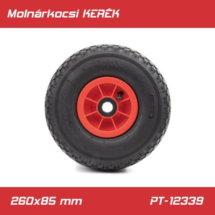 PT-12339 | Molnárkocsi KERÉK műa.felnis tűgörgő -gumitömlős 3.00-4 / 260x85mm