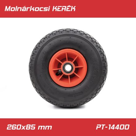 PT-14400 | Molnárkocsi KERÉK műa.felnis csapágyas - gumitömlős 3.00-4 / 260x85mm