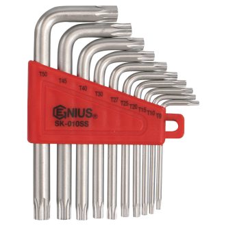  SK-010SS | Torxkulcs "L" alakú készlet 10 db-os torx, rövid Fényes Genius