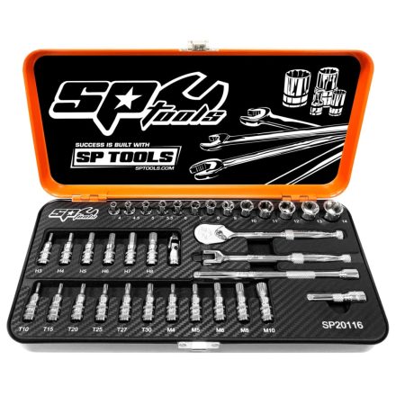 SP20116 | Dugókulcs készlet 1/4" 6 lap 4-14 mm + rátűzőkulcsok 36 db-os SP Tools