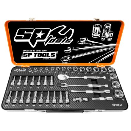 SP20216 | Dugókulcs készlet 3/8" 6 lap 6-22 mm + rátűzőkulcsok 39 db-os SP Tools