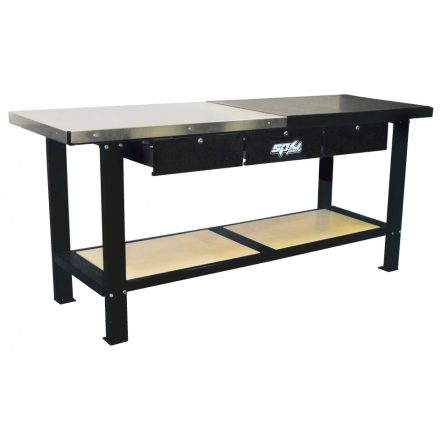 SP40400BK | Satupad 2000 mm háromfiókos - Felemás INOX/ACÉL - Fekete - SP Tools