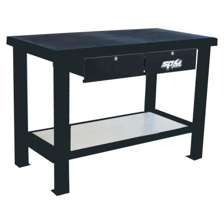 SP40410BK | Satupad 1250 mm kétfiókos - masszív +gumiborítás - Fekete - SP Tools