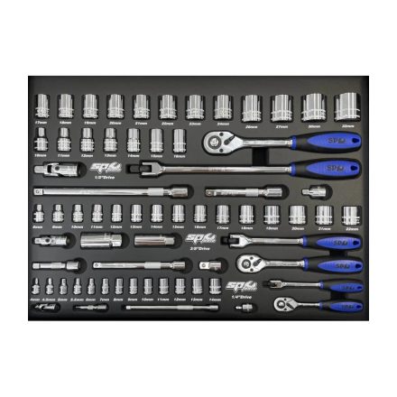 SP50002 | Tálcás SP Tools "M" Dugókulcs készlet 1/4-3/8-1/2"  67 db-os