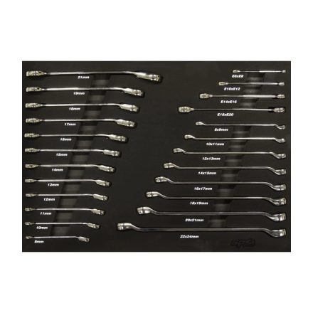 SP50012 | Tálcás SP Tools "M" Csillag-villáskulcs készlet 24db-os- QUAD DRIVE