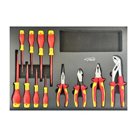 SP55910 | Tálcás SP Tools "M" VDE 1000V-os Fogó,csavarhúzó készlet 12 db-os