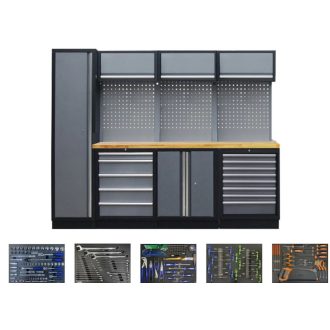   SPEY20W | Műhelybútor SP SERIES Szett: 2640x2000x460mm + FALAP + 268 db Szerszám