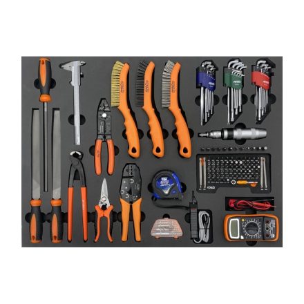 SPUSS025 | Tálcás SP Tools "XL" Kiegészítő Fogó-Kalapács stb. készlet 128db-os