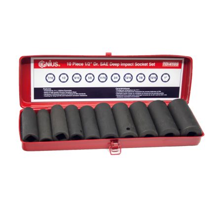 TD-410S | Légkulcsfej készlet 1/2" 10 db 7/16"-1" COLOS hosszú Genius
