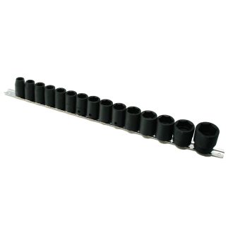   TF-415M | Légkulcsfej készlet 1/2" 15 db 10-30 mm  6 lapú rövid metrikus - Genius