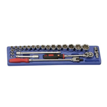 TS-4222 | Tálcás Genius dugókulcs készlet 6 lapú normál 1/2" 22 db-os TS-125-höz