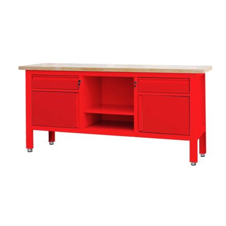 TSK7522-L | Satupad 1690 mm 2 fiók és 2 polc, 1 nyitott tároló, fa munkalap