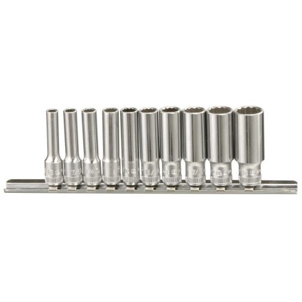 TW-210SD | Dugókulcs - crowafej készlet 1/4" 12 szögű COLOS hosszított 10 db Genius