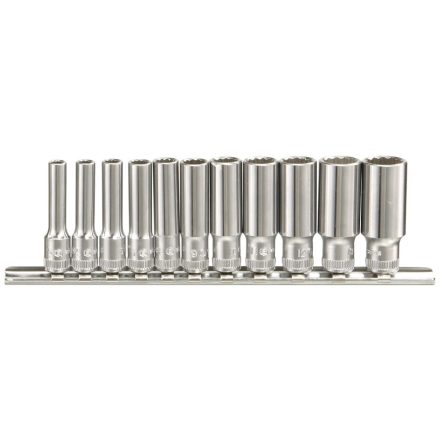TW-211MD | Dugókulcs - crowafej készlet 1/4" 12 szögű hosszú 5.5-14 mm 11 db Genius