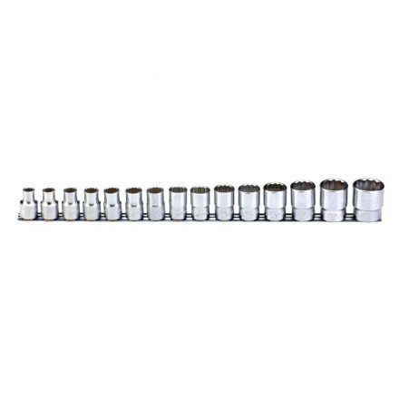 TW-415M | Dugókulcs - crowafej készlet 1/2" 12 szögű rövid 10-30 mm 15 db-os Genius