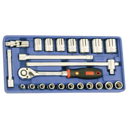 TW-423M | Tálcás Genius dugókulcs készlet 12 szögű metrikus rövid 1/2" 23 db - 1/3