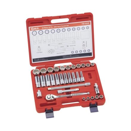 TW-432S | Dugókulcs készlet 1/2" 12 szögű COLOS rövid + hosszú 32 db-os Genius