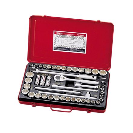 TW-446MS | Dugókulcs készlet 1/2" 12 szögű metrikus + COLOS rövid 46 db-os Genius
