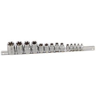   TX-23414 | Dugókulcs - crowafej készlet 1/2"-3/8"-1/4" belső E-torx 14 db-os E4-E24