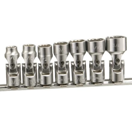 US-307S | Dugókulcs - crowafej készlet 3/8" 12 sz. csuklós, COLOS 7 db-os 3/8"-3/4"