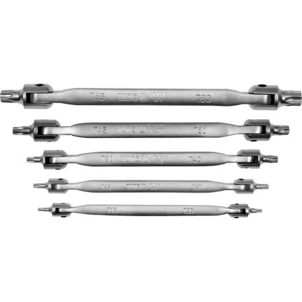 YT-05320 | Torx csuklós külső készlet 5 db-os - 10 méret: T15 - T60 - YATO