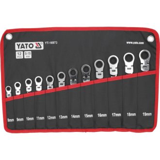   YT-16973 | Csillag-villás racsnis-csuklós készlet 8-19 mm 12 részes 72 fogas - Yato