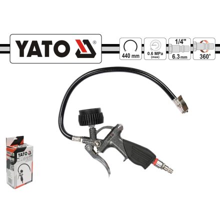 YT-23701 | Gumiabroncs nyomásmérő - kerékfúvató 0-10 bar Yato
