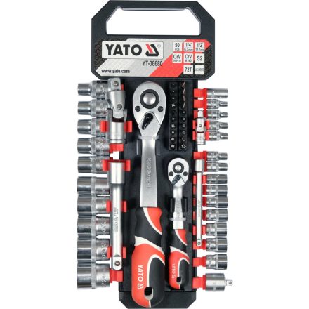 YT-38680 | Dugókulcs készlet 1/4" - 1/2" 4-24 mm 51 db-os 6 lapú YATO