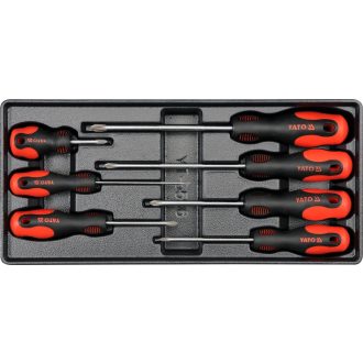   YT-5536 | Csavarhúzó készlet  7 db-os szerszámos kocsiba tálcás - PH csillag - Yato